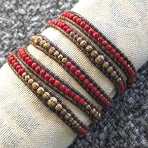 Chan Luu Beaded Leather Wrap Bracelet